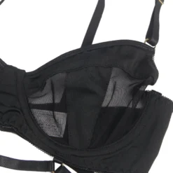 Black Mesh Underwire Lingerie Set – Garter & Bra, Sexy High-Quality Outfit