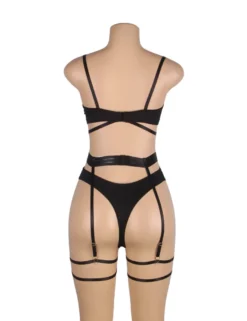 Black Mesh Underwire Lingerie Set – Garter & Bra, Sexy High-Quality Outfit