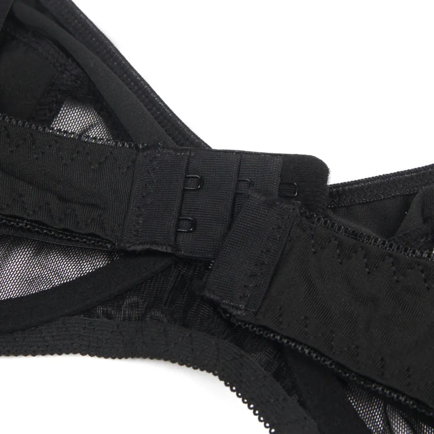 Black Mesh Underwire Lingerie Set – Garter & Bra, Sexy High-Quality Outfit