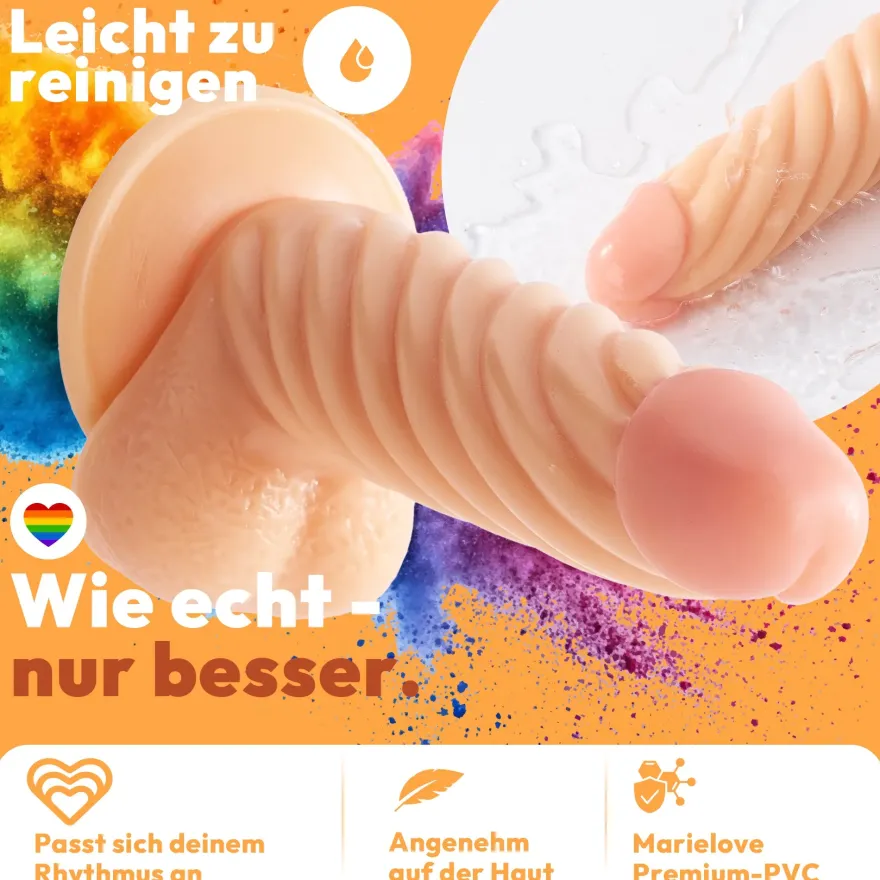 22cm Dildo no Vibrator Sex Toy Saugnapf Penis Anal PVC 3D Adern Hoden gewellt