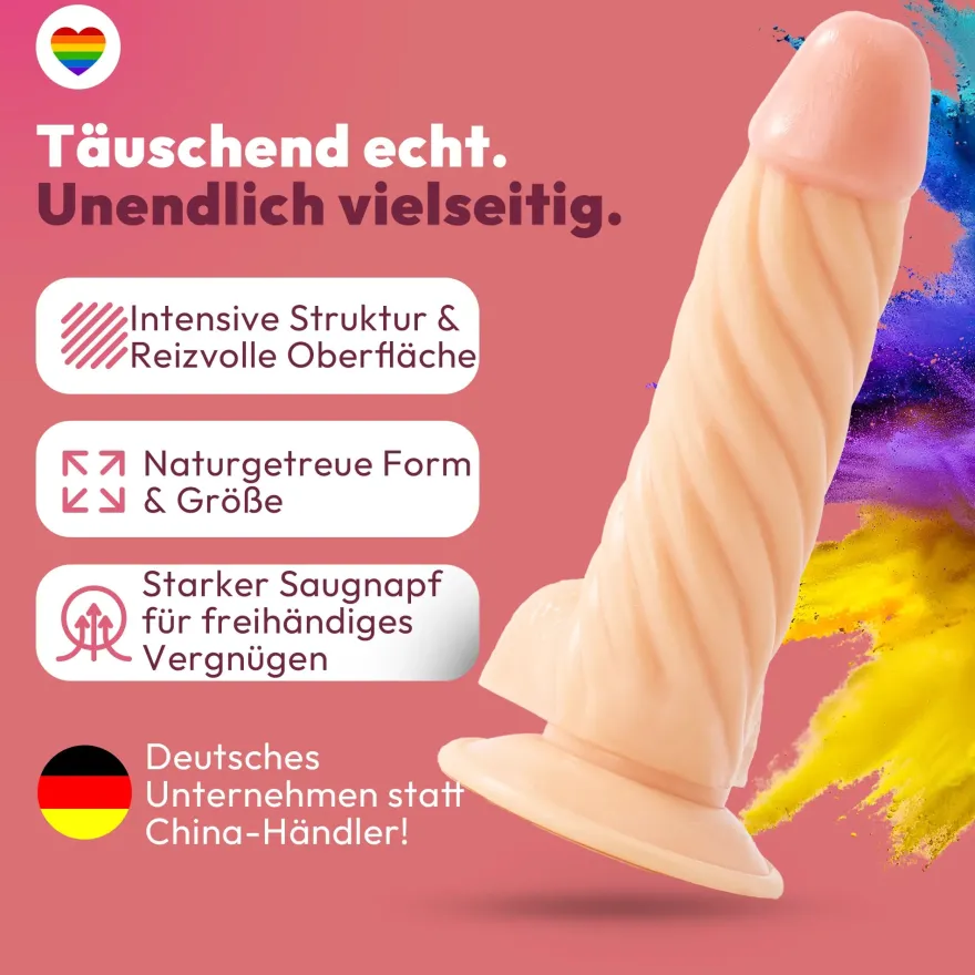 22cm Dildo no Vibrator Sex Toy Saugnapf Penis Anal PVC 3D Adern Hoden gewellt
