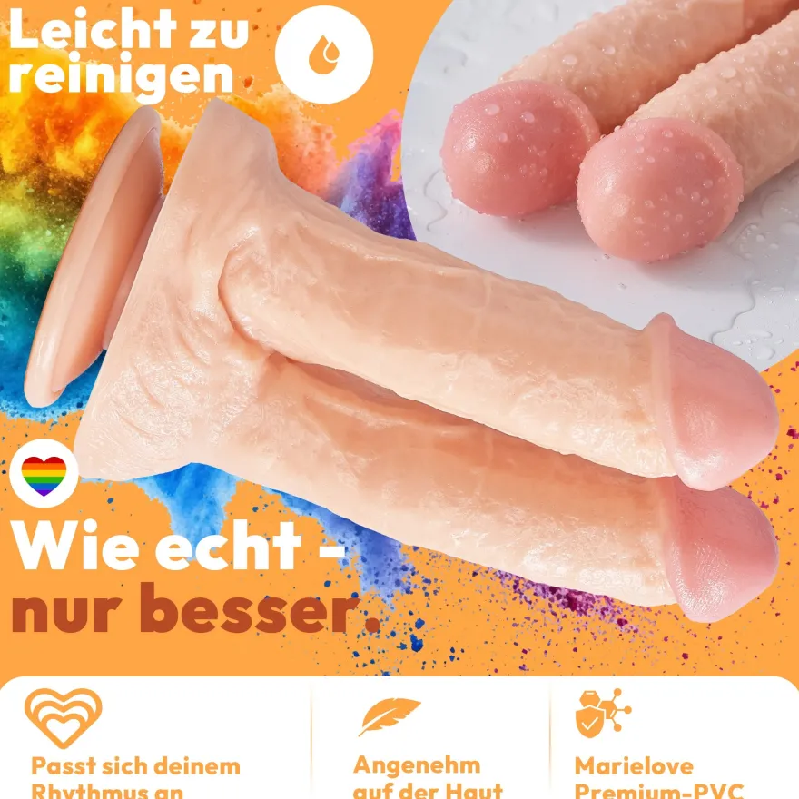 21cm Doppel Dildo no Vibrator Sex Toy Saugnapf Penis Anal PVC 3D Adern Hoden