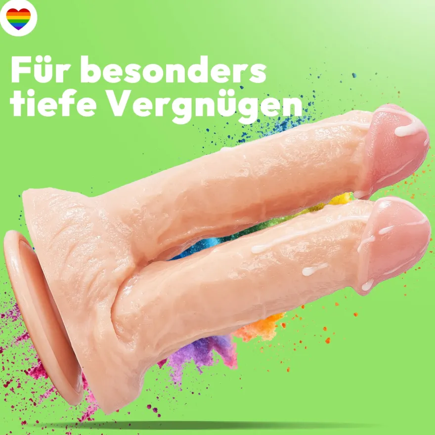 21cm Doppel Dildo no Vibrator Sex Toy Saugnapf Penis Anal PVC 3D Adern Hoden