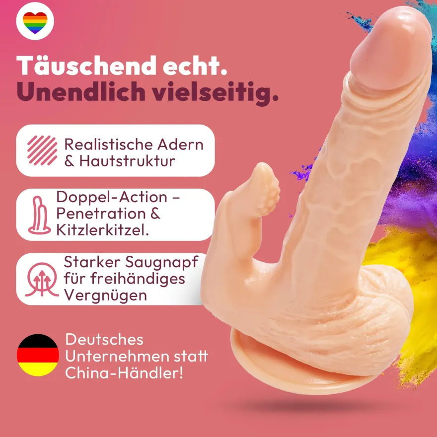 17cm Doppel Dildo no Vibrator Sex Toy Saugnapf Penis Anal PVC 3D Adern Hoden