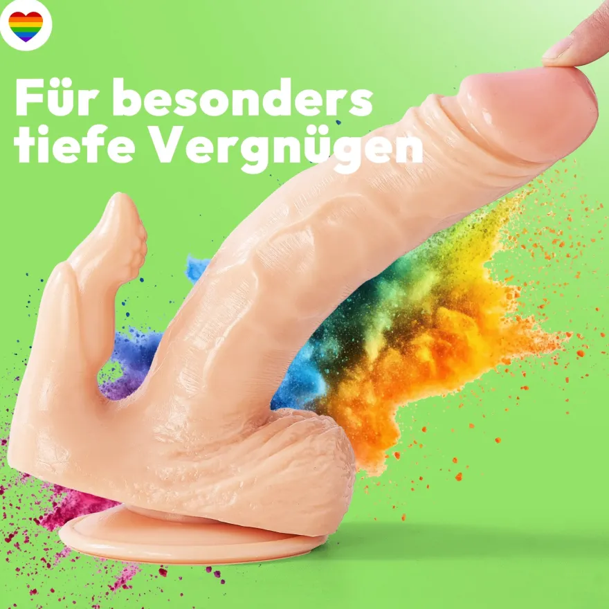 17cm Doppel Dildo no Vibrator Sex Toy Saugnapf Penis Anal PVC 3D Adern Hoden