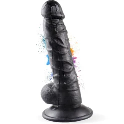 Dildo 20cm mit Hoden & Saugnapf – Schlank, Schwarz
