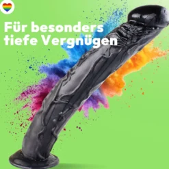 Dildo XXL 36cm mit Saugnapf – Riesendildo, Schwarz