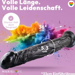 Dildo XXL 36cm mit Saugnapf – Riesendildo, Schwarz