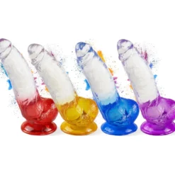 Extrem gebogener Dildo mit Saugnapf 21 cm 4 Farben