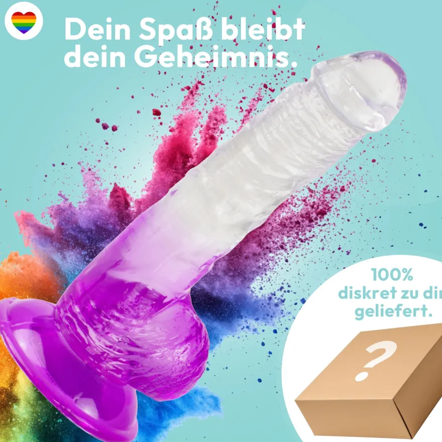 Glatter Dildo mit Saugnapf 20 cm 4 Farben