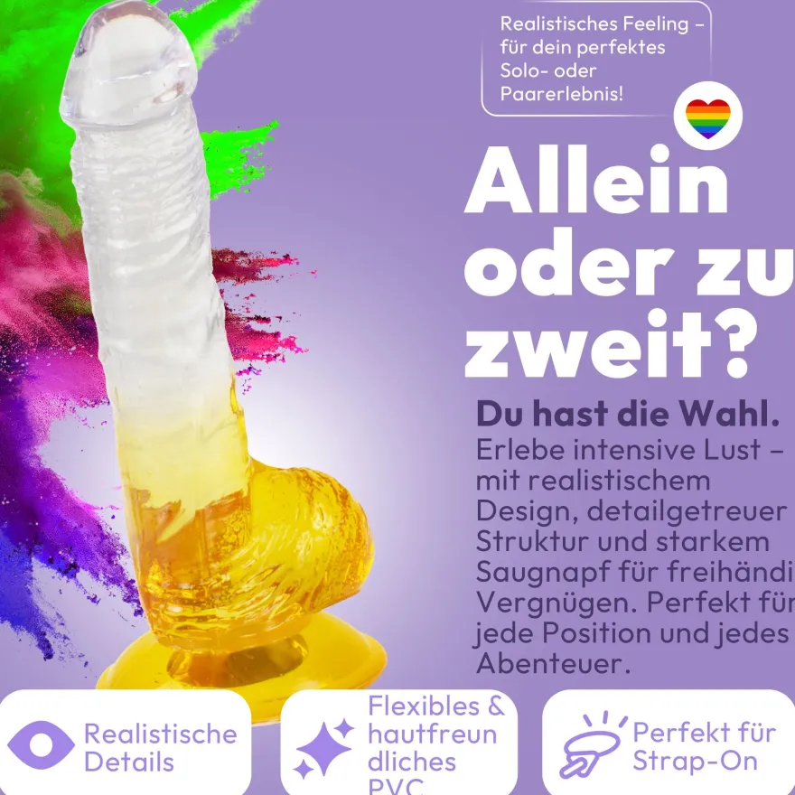 Glatter Dildo mit Saugnapf 20 cm 4 Farben