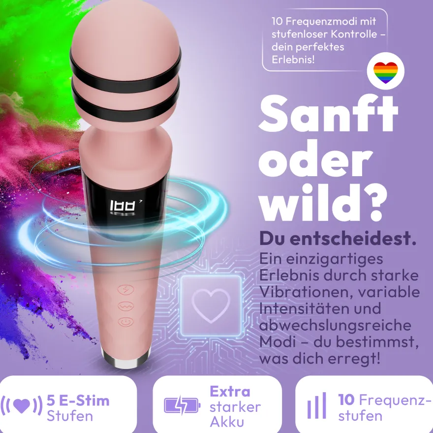 Magic Wand Vibrator mit E-Stim 10 Frequenzen