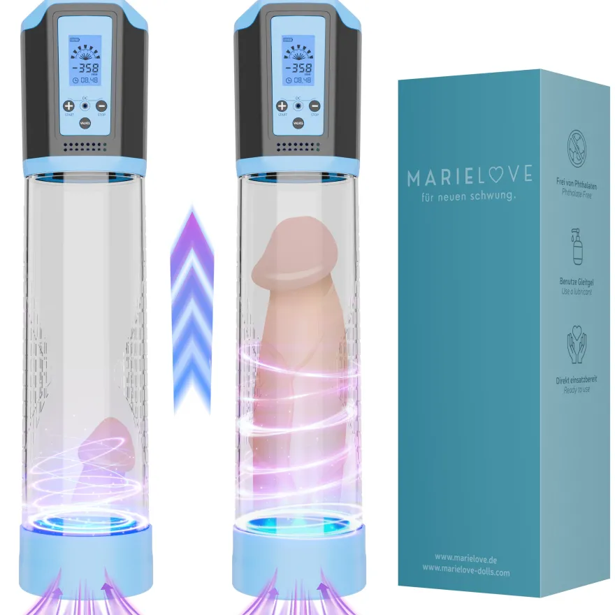 marielove Penis Pumpe elektrisch mit LCD Manometer