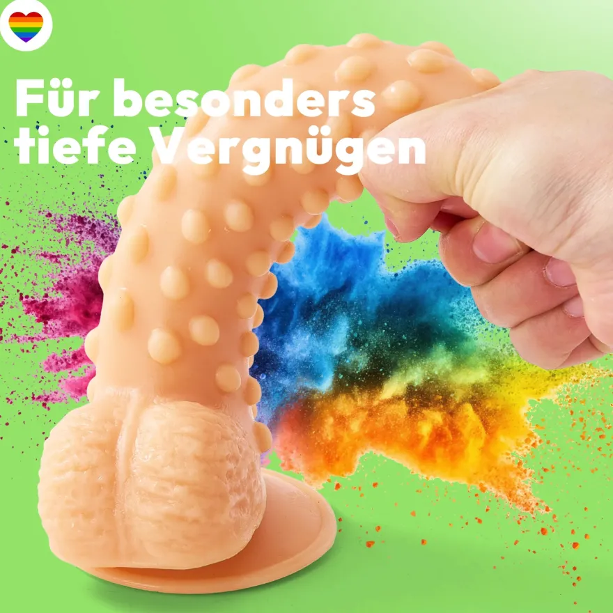 marielove realistischer 24cm Saugnapfdildo mit Hoden und Noppen