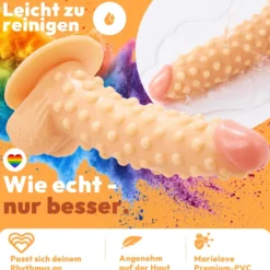 marielove realistischer 24cm Saugnapfdildo mit Hoden und Noppen