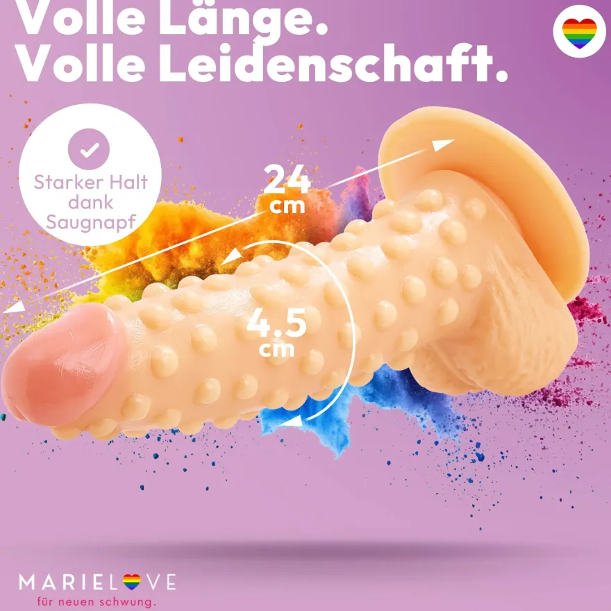 marielove realistischer 24cm Saugnapfdildo mit Hoden und Noppen