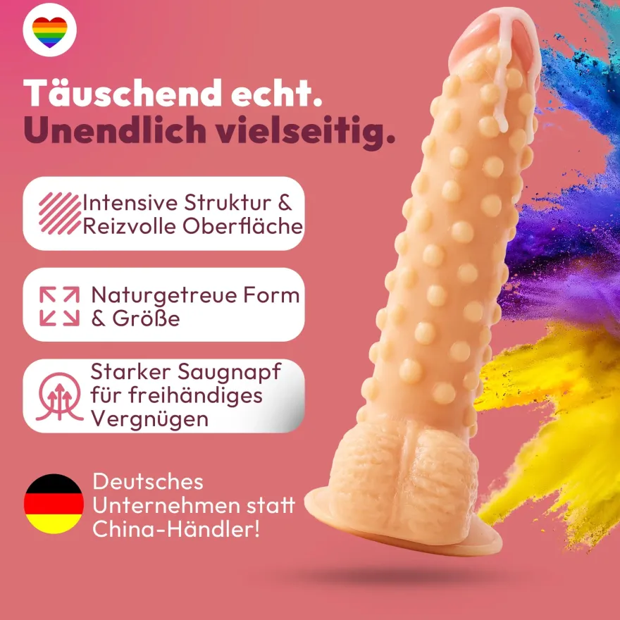 marielove realistischer 24cm Saugnapfdildo mit Hoden und Noppen