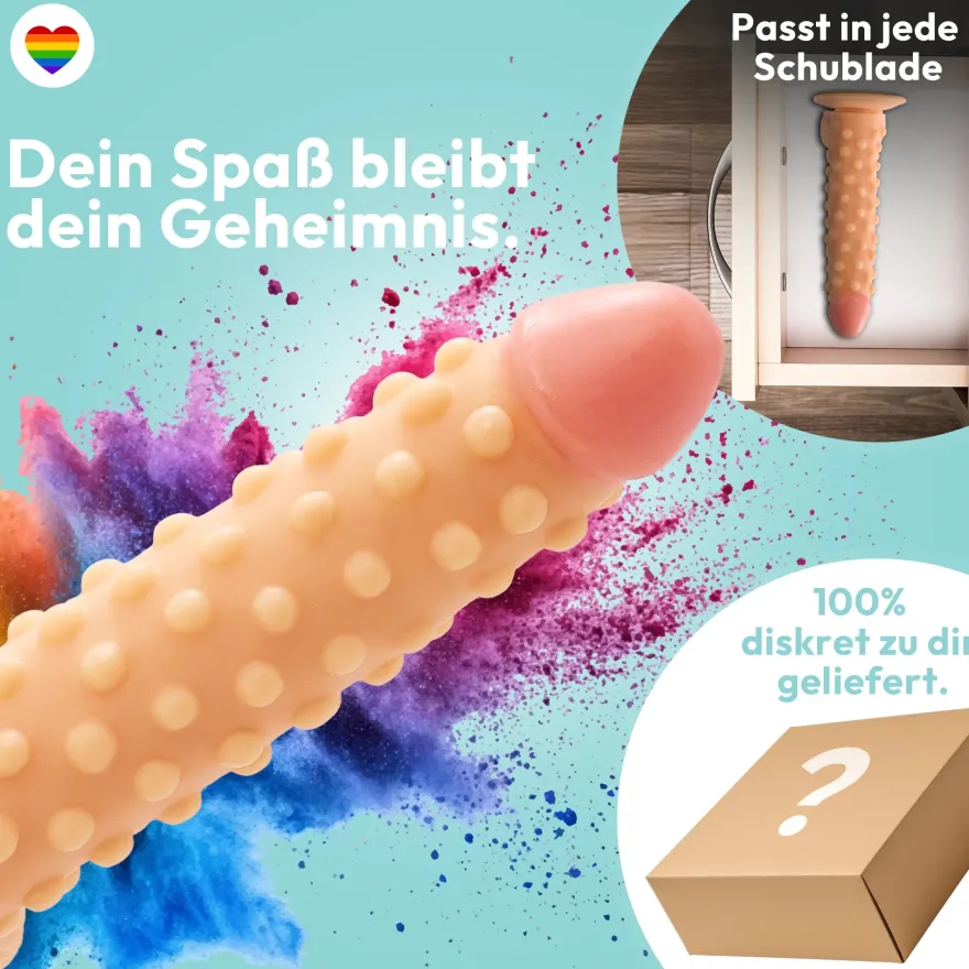 marielove realistischer 24cm Saugnapfdildo mit Hoden und Noppen