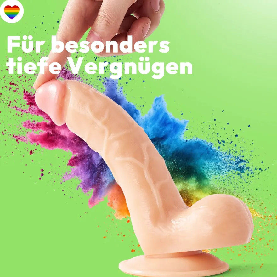 215mm Dildo no Vibrator Sex Toy Saugnapf Penis Anal PVC 3D Adern Hoden