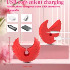 Nippel Vibrator Brustwarzen Stimulator Wasserdicht USB GM-537 Rot