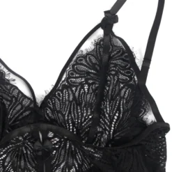Sexy Black Lace Babydoll – Adjustable Shoulder Straps, Tight Fit, High-Quality Lingerie
