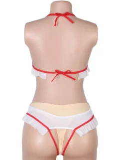 Sexy Krankenschwester Teddy Dessous mit offenem Design, 95% Polyester, 5% Elastan