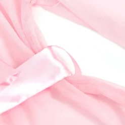Sexy Kurze Morgenrobe – Pinkes Mesh & Nerz-Fell, Gürtel, verführerische Lingerie