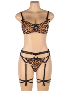 Sexy Leopard Print Bondage Bra Set – High-Quality Lingerie, Adjustable & Bold