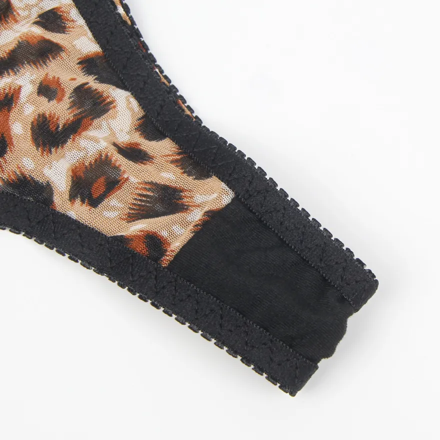 Sexy Leopard Print Bondage Bra Set – High-Quality Lingerie, Adjustable & Bold