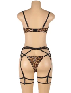 Sexy Leopard Print Bondage Bra Set – High-Quality Lingerie, Adjustable & Bold