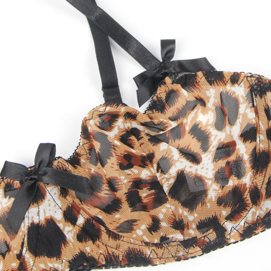 Sexy Leopard Print Bondage Bra Set – High-Quality Lingerie, Adjustable & Bold