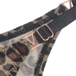 Sexy Leopard Print Mesh String Damen, 88% Polyamid, 12% Elastan, transparent & dehnbar