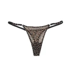 Sexy Leopard Print Mesh String Damen, 88% Polyamid, 12% Elastan, transparent & dehnbar