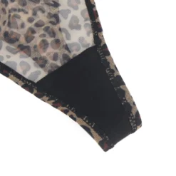 Sexy Leopard Print Mesh String Damen, 88% Polyamid, 12% Elastan, transparent & dehnbar