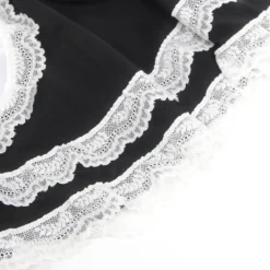Sexy Maid Kostüm – Schwarzes PU-Leder & Mesh, Cosplay Outfit, Dessous