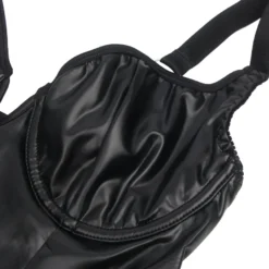 Sexy Maid Kostüm – Schwarzes PU-Leder & Mesh, Cosplay Outfit, Dessous