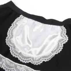 Sexy Maid Kostüm – Schwarzes PU-Leder & Mesh, Cosplay Outfit, Dessous
