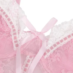 Sexy Pinkes Rüschen-Nachtkleid – Spitze & Strapse, verführerische Lingerie