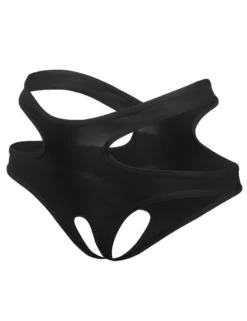 Sexy Schwarze Crotchless Panty mit Cut-Out Design, 88% Polyamid, 12% Elastan