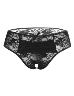 Sexy Schwarze Crotchless Spitze Panty, 88% Nylon, 12% Spandex – verführerisch & dehnbar