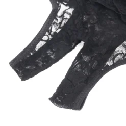 Sexy Schwarze Crotchless Spitze Panty, 88% Nylon, 12% Spandex – verführerisch & dehnbar