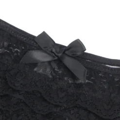 Sexy Schwarze Crotchless Spitze Panty, 88% Nylon, 12% Spandex – verführerisch & dehnbar