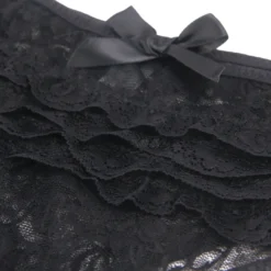 Sexy Schwarze Crotchless Spitze Panty, 88% Nylon, 12% Spandex – verführerisch & dehnbar