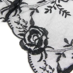 Sexy Schwarze Garter Panty aus Spitzen-Stickerei, 95% Polyester, 5% Spandex, verführerisch