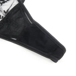 Sexy Schwarze Garter Panty aus Spitzen-Stickerei, 95% Polyester, 5% Spandex, verführerisch
