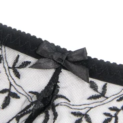Sexy Schwarze Garter Panty aus Spitzen-Stickerei, 95% Polyester, 5% Spandex, verführerisch
