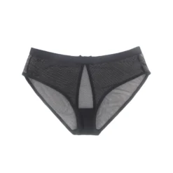 Sexy Schwarze Mesh Panty mit offenem Rücken, 88% Polyamid, 12% Elastan, transparent