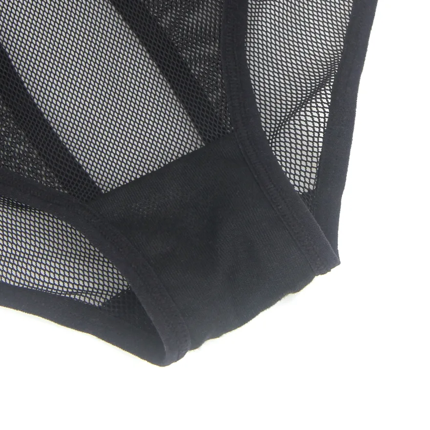 Sexy Schwarze Mesh Panty mit offenem Rücken, 88% Polyamid, 12% Elastan, transparent