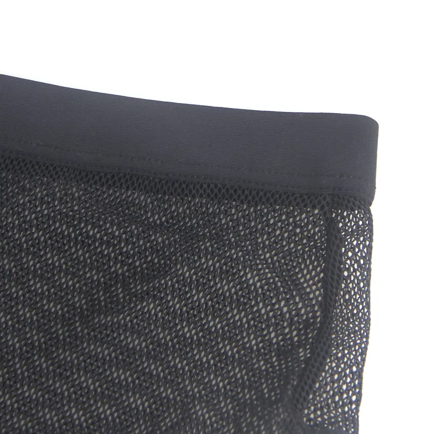 Sexy Schwarze Mesh Panty mit offenem Rücken, 88% Polyamid, 12% Elastan, transparent