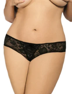 Sexy Schwarze Open-Crotch Spitzen-Strings mit Riemchen, 88% Nylon, 12% Spandex
